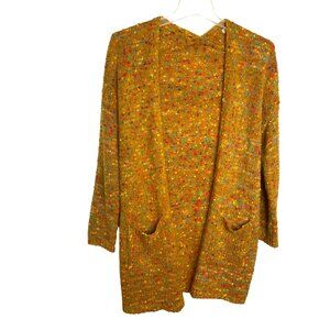 La Miel Womens Gold Confetti Knit Open Front Cardigan Size S/M Gypsy Boho Mature